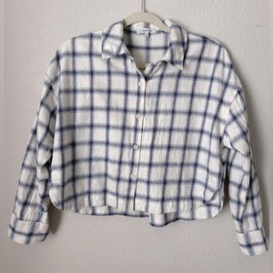 Madewell Hartfield Windowpane Flannel Crop Shirt